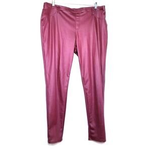 Faded Glory Women's Maroon Faux Leather Pants Pull On Elastic Waist Sz XXL (20)